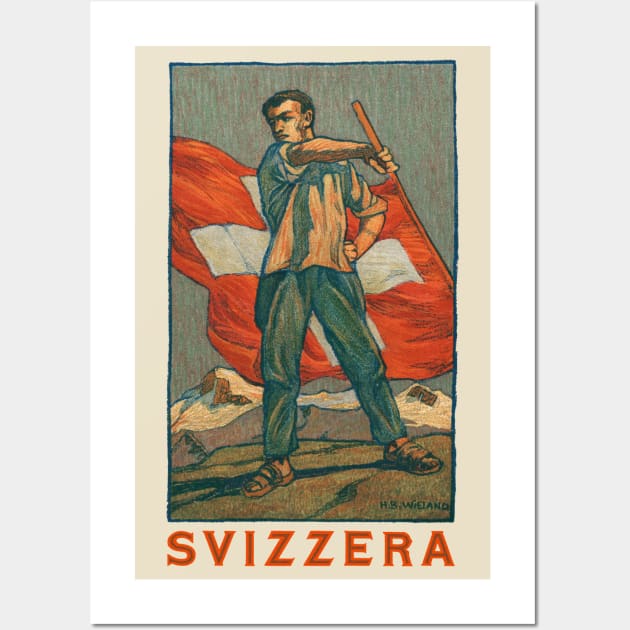 Switzerland Svizzera Vintage Patriotic Wall Art by MatchbookGraphics